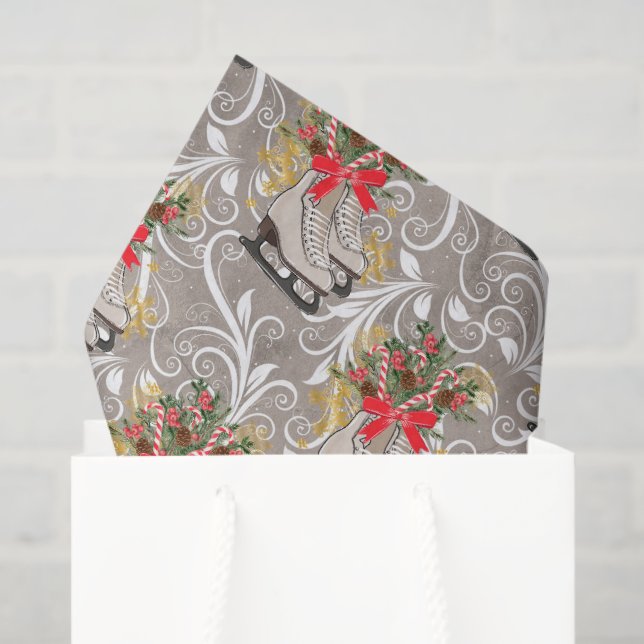 Papel De Seda Feriado Natal com gelo derrapado tecido de aquarel (Sacola de presentes)