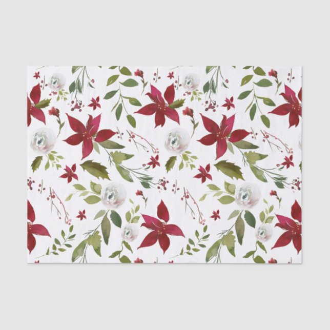 Papel De Seda Feriado Poinsettia Winter (Frente )