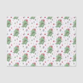 Papel De Seda Feriado T-Rex do Dinossauro de Natal