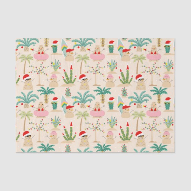 Papel De Seda Feriado Tropical Vibes Padrão de Natal (Frente )