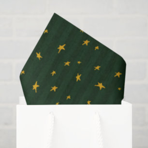 Papel De Seda Feriado Verde Amarelo Estrela Listra Natal