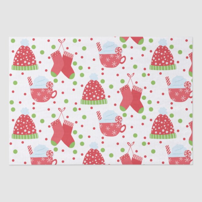 Papel De Seda Feriados de Natal Whimsical Cozy Padrão Festivo  (Frente )