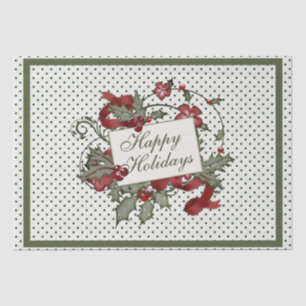 Papel De Seda Feriados Felizes de Natal-Holly-POLKA-DOT