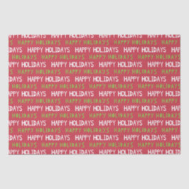 Papel De Seda Feriados felizes Vermelhos, Brancos e Verdes