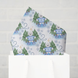 Papel De Seda Férias de Natal dos Ursos Polares Festivos