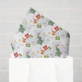 Papel De Seda Férias de Natal dos Ursos Polares Festivos