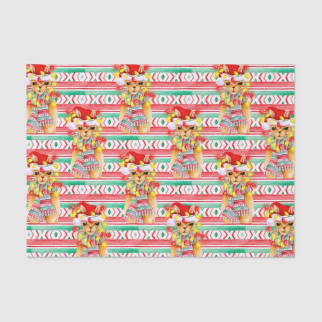 Papel De Seda Férias de Natal Llama: (Frente )