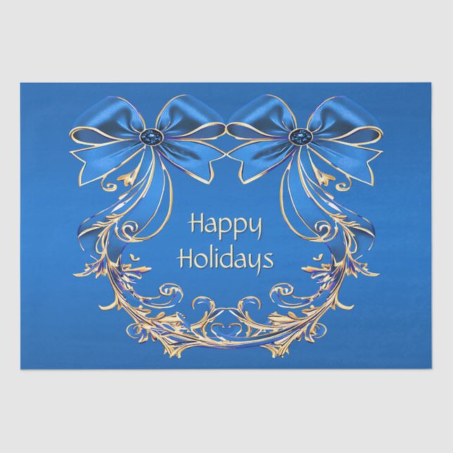 Papel De Seda Férias Douradas Azuis (Frente )