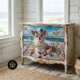 Papel De Seda Férias na praia cachorrinho Chihuahua Decoupage
