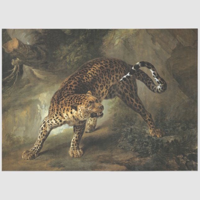 Papel De Seda Ferocious Wild Leopard (por Jean-Baptiste Oudry) (Frente )