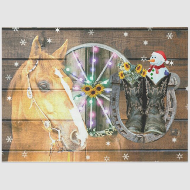Papel De Seda Ferradura de Cavalo de Natal Roda Cowboy Botas (Frente )