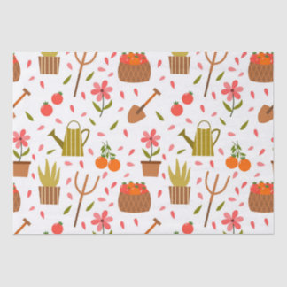 Papel De Seda Ferramentas de jardinagem e plantas sem costura