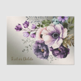 Papel De Seda Festa Aquarela Flores Roxas Rosa Dourado Elegante