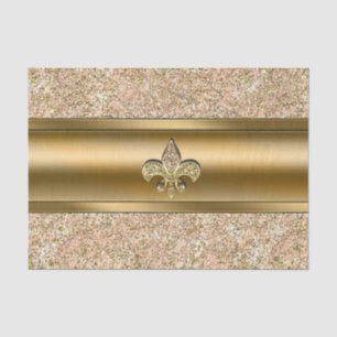 Papel De Seda Festa com Lirismo Floral Espelhado Rosa e Dourado
