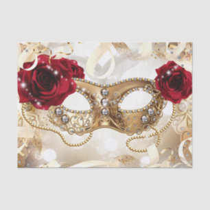 Papel De Seda Festa de Aniversário Baile de Máscaras Cream Gold