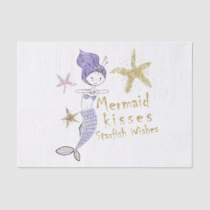 Papel De Seda Festa de Aniversário da Sereia com Brilho Roxo e D