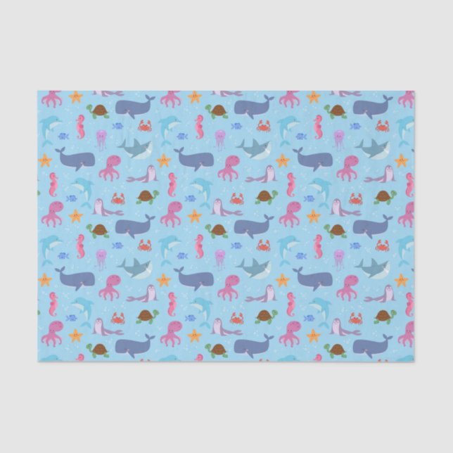 Papel De Seda Festa de aniversário de Animais do Mar de Dissocia (Frente )