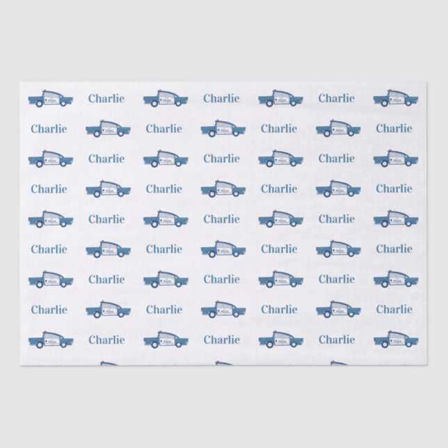 Papel De Seda Festa de aniversário do agente policial azul (Frente )