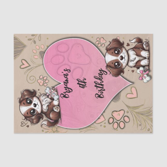 Papel De Seda Festa de Aniversário do Cachorrinho Marrom com Pat (Frente )