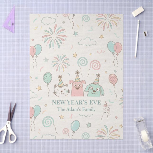 Papel De Seda Festa de Ano Novo 2026 Alegre  (Arte )