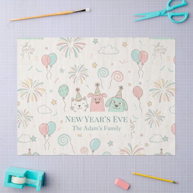Papel De Seda Festa de Ano Novo 2026 Alegre  (Arte )