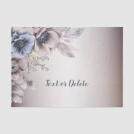Papel De Seda Festa de Casamento Aquarela Flores Pastel Azul Beg