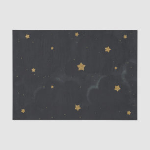 Papel De Seda Festa de Chá de Bebê Estrelas Negras Douradas Noit