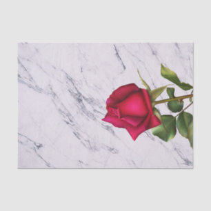 Papel De Seda Festa de Chá de Noiva Rosa Vermelha Mármore Modern