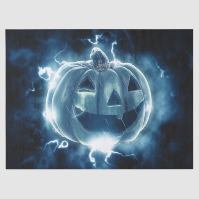 Papel De Seda Festa de Halloween Mau Blue Pumpkin Horror Assusta (Frente )