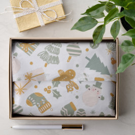 Papel De Seda Festa de Natal com Verde e Dourado