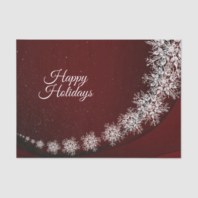 Papel De Seda Festa de Natal Crystal Snowflakes Red Rustic (Frente )