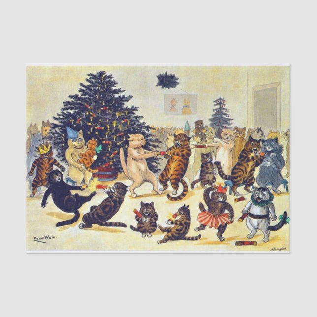 Papel De Seda Festa de Natal de Cat, Louis Wain (Frente )
