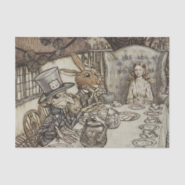 Papel De Seda Festa de Ódio do Coelho de Alice Birthday (Frente )
