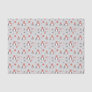 Papel De Seda Festa de Pinguim da Família Festiva do Natal de in