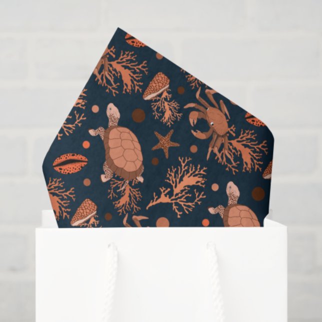 Papel De Seda Festa de praia de caranguejos-tartarugas-do-mar (Sacola de presentes)