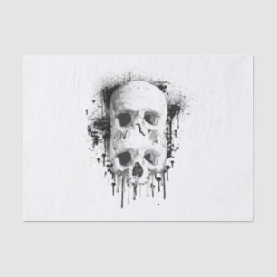 Papel De Seda Festa Gráfica com Tinta Preta e Caveira Drip