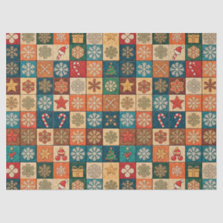 Papel De Seda Festive Christmas Mosaic Pattern With Snowflakes