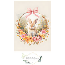 Papel De Seda Festive Easter Bunny Surrounded By Flowers