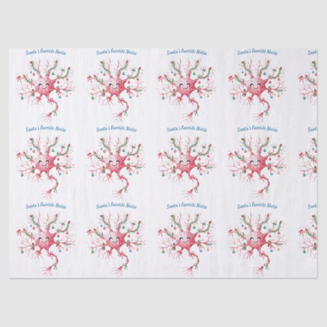 Papel De Seda Festive Neuron Pattern – Santa’s Favorite Nurse (Frente )