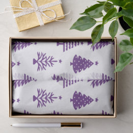 Papel De Seda Festive Purple and White Christmas Tree Pattern
