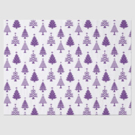 Papel De Seda Festive Purple and White Christmas Tree Pattern