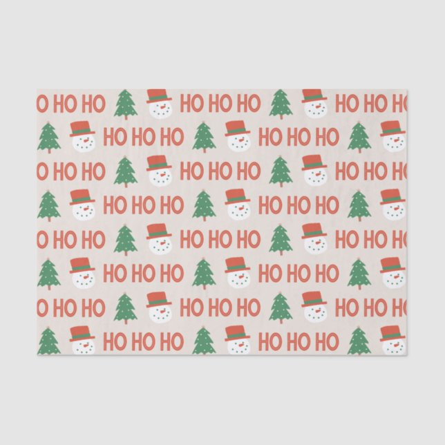 Papel De Seda Festive Red Green Cream Playful Gift  (Frente )