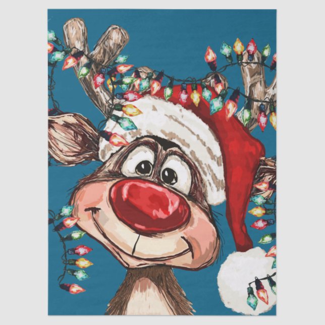 Papel De Seda Festive Reindeer Christmas Shower Curtain (Frente )