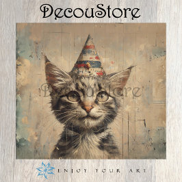 Papel De Seda Festive Whiskers: Vintage Kitten Decoupage