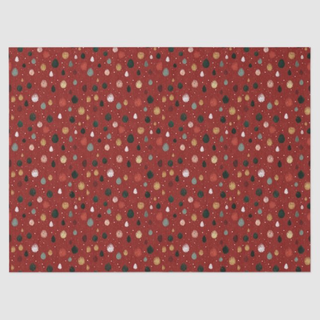 Papel De Seda Festive Winter Snowflake Pattern in Red & Gold (Frente )