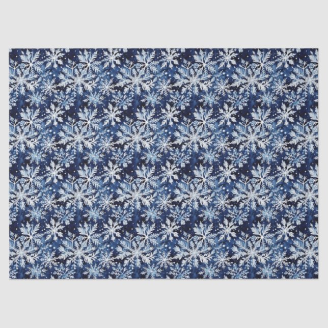 Papel De Seda Festive Winter Snowflakes in Watercolor (Frente )