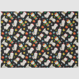 Papel De Seda Festivo Lhamas de Natal em Preto