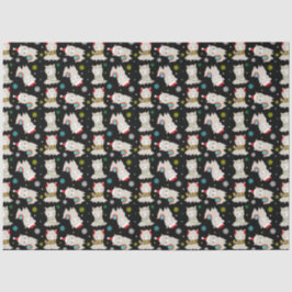 Papel De Seda Festivo Lhamas de Natal em Preto