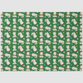 Papel De Seda Festivo Lhamas de Natal em Verde