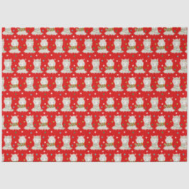 Papel De Seda Festivo Lhamas de Natal em Vermelho